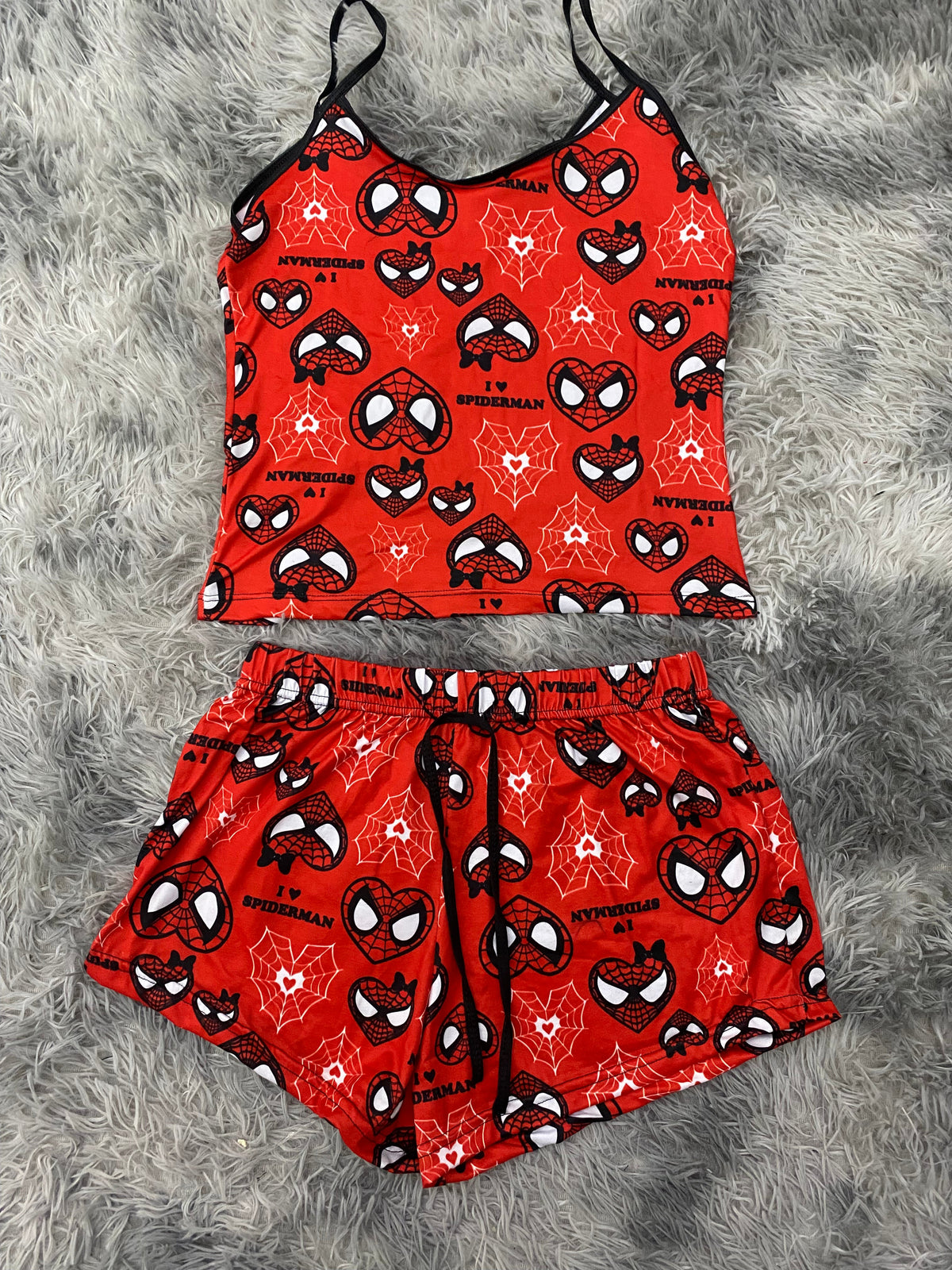 Spiderman corazones rojo Blusa Con Short