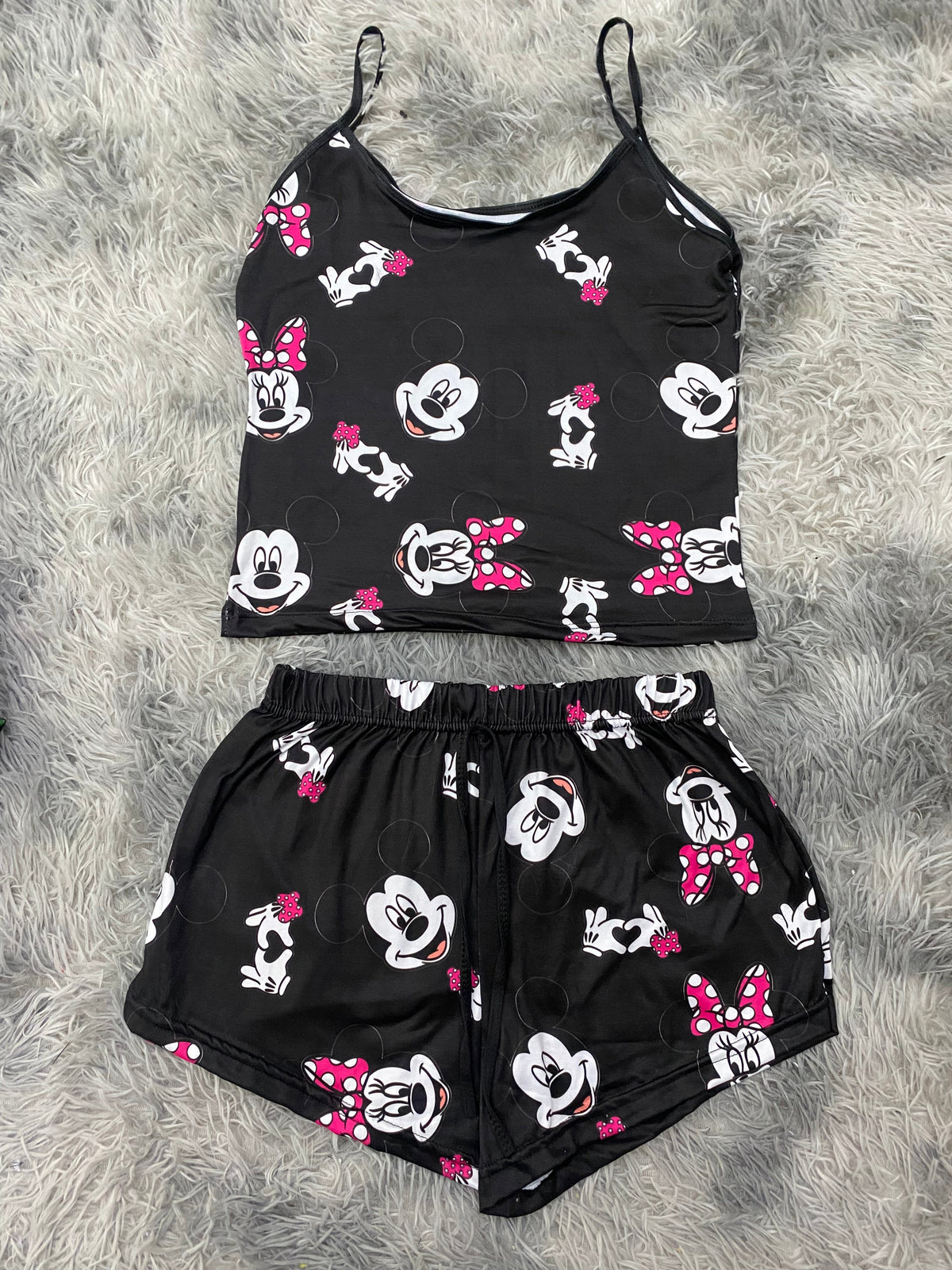 Mickey y Minnie Mouse fondo negro Blusa Con Short