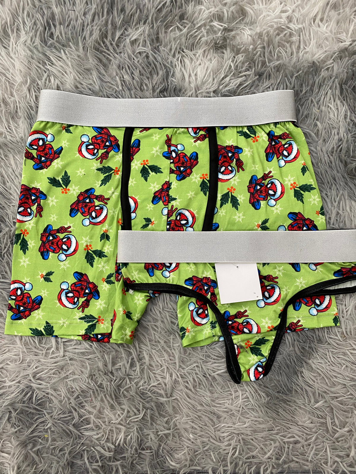 Spiderman navidad fondo verde Duo Con Tanga Xl