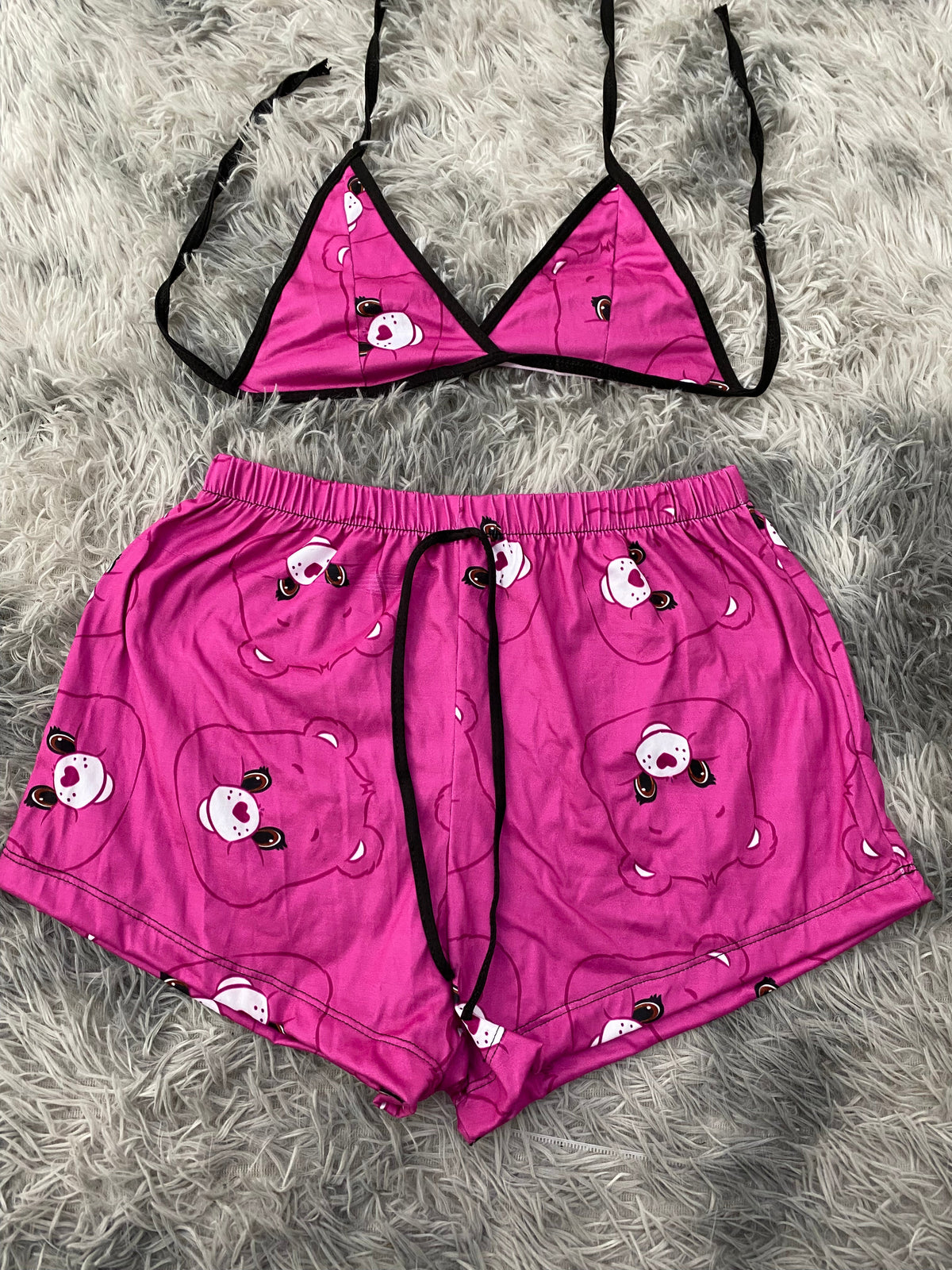 Osito Cariñosito fondo rosa Top Con Short Unitalla De Brush