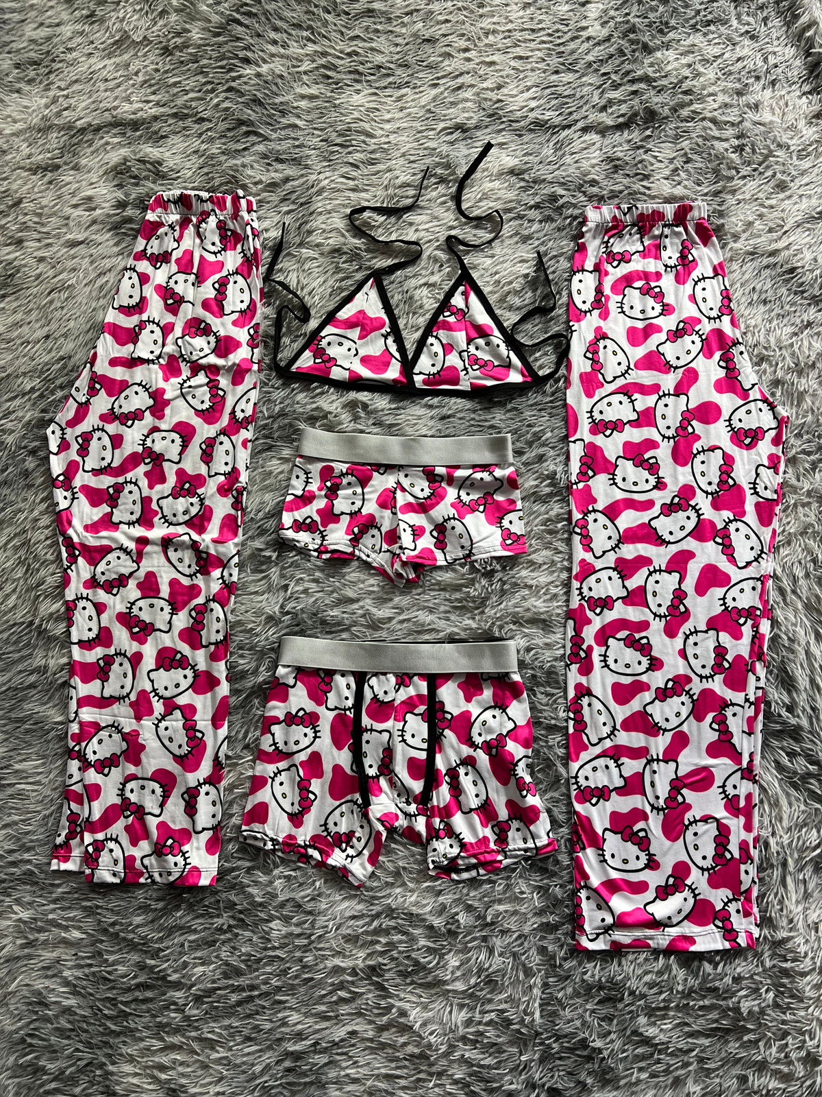Hello Kitty Vaquita Rosa Pijama De 5 Piezas