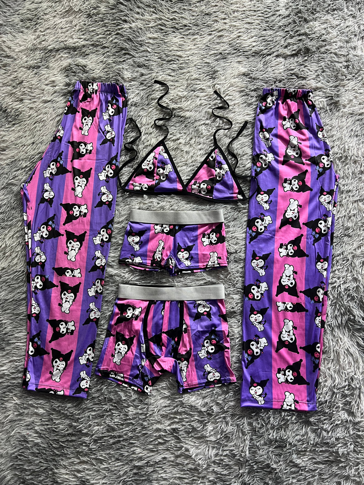 Kiromy Rayas Rosas Y Moradas Pijama De 5 Piezas