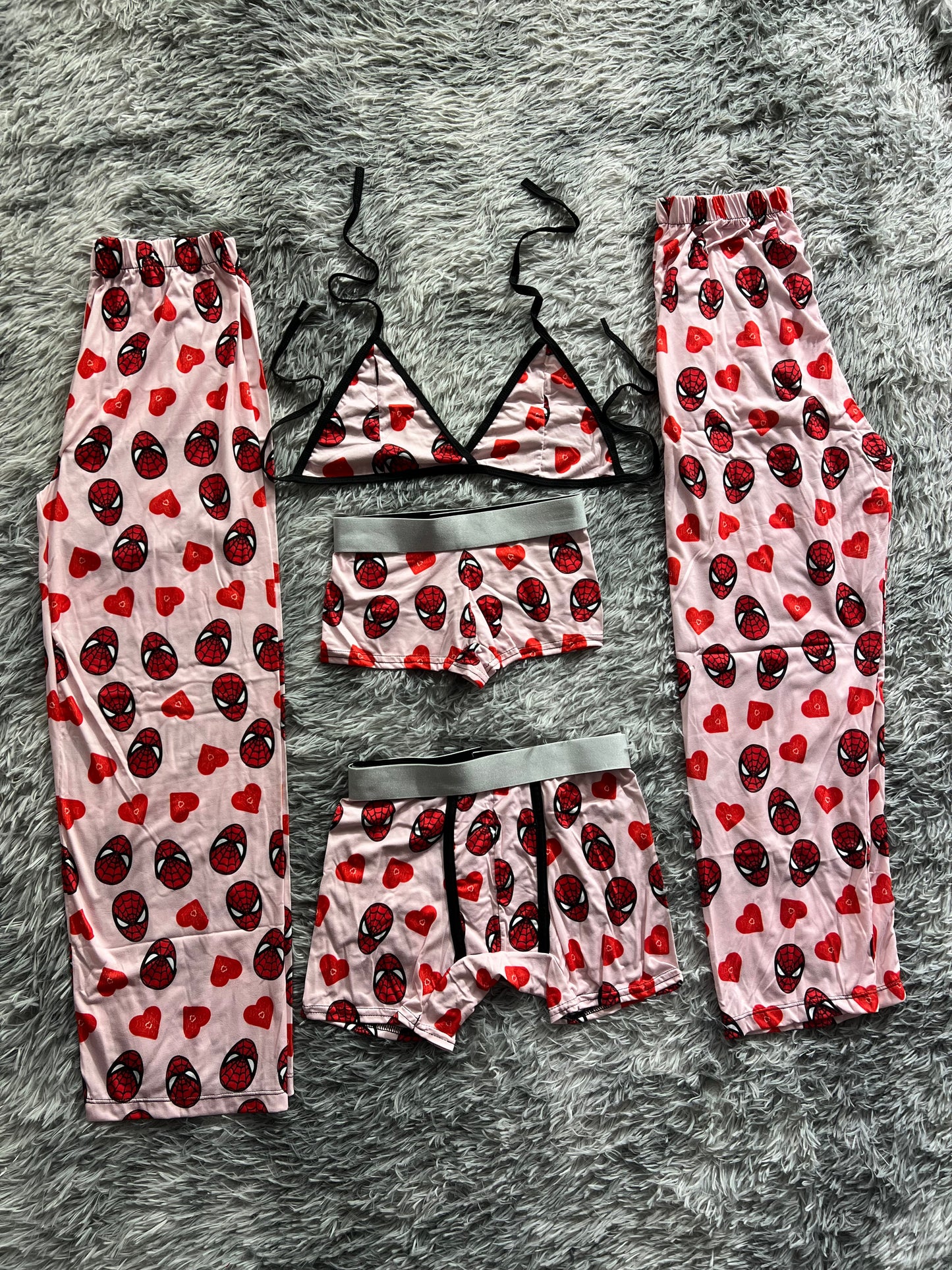 Spiderman corazones Rosas pijama 5 piezas