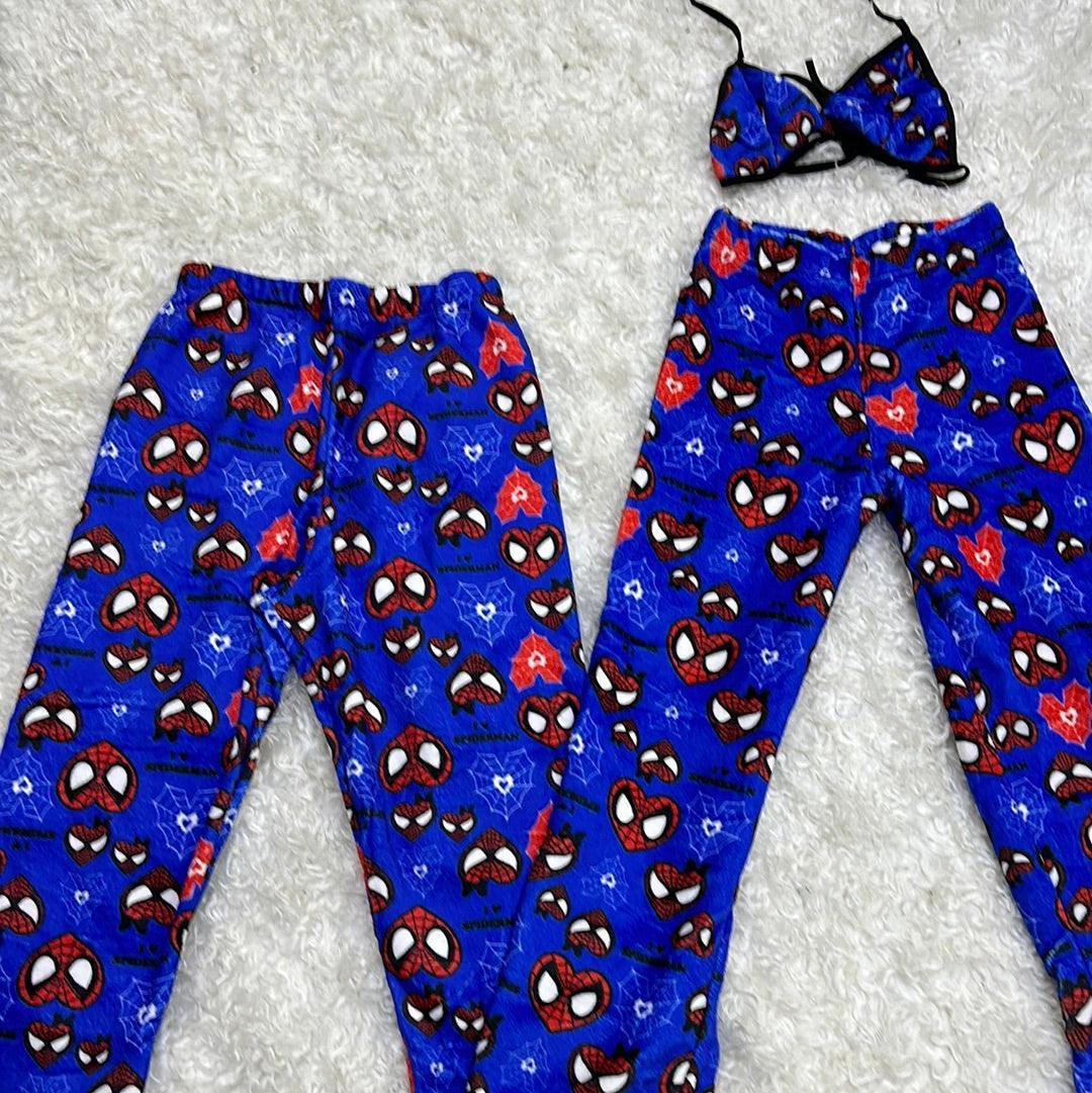 Spider Man Corazones Azul Duo De Pijama Afelpada.