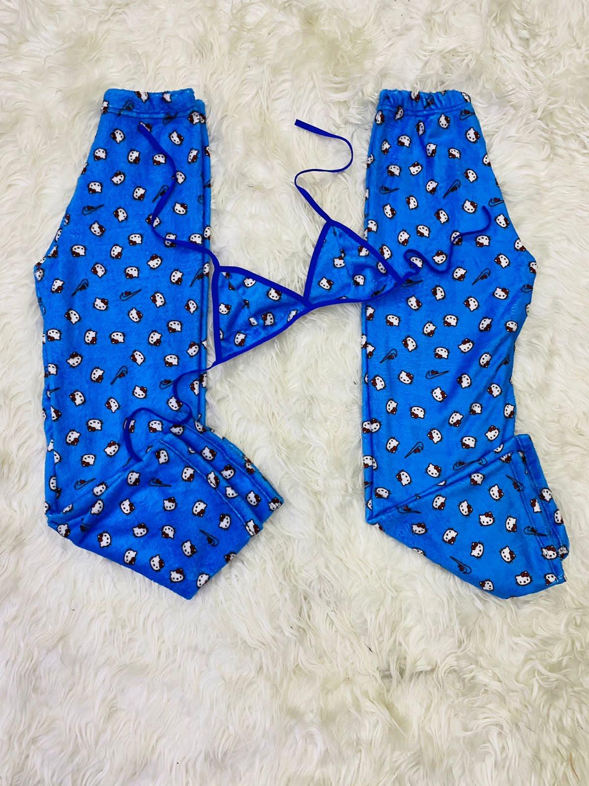 blue kitty plush pajama duo - Fun underwear