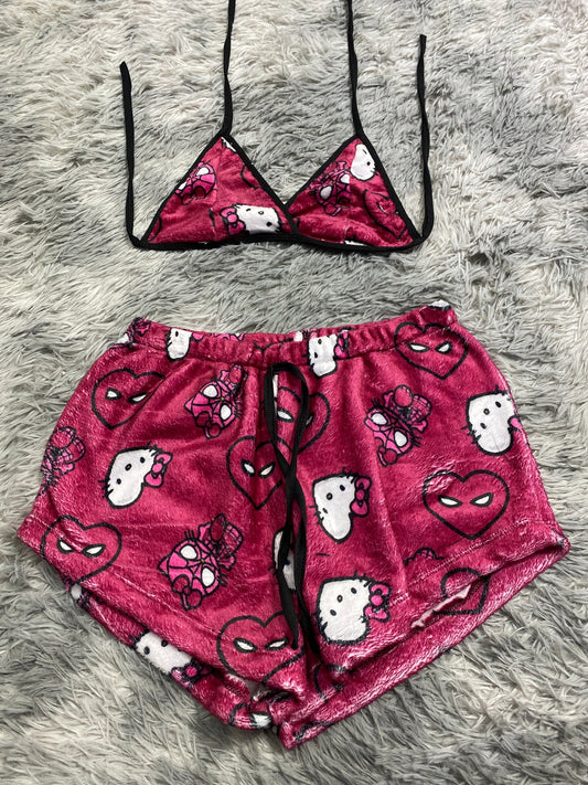 Spiderman con hello Kitty corazón Top con short unitalla de afelpado