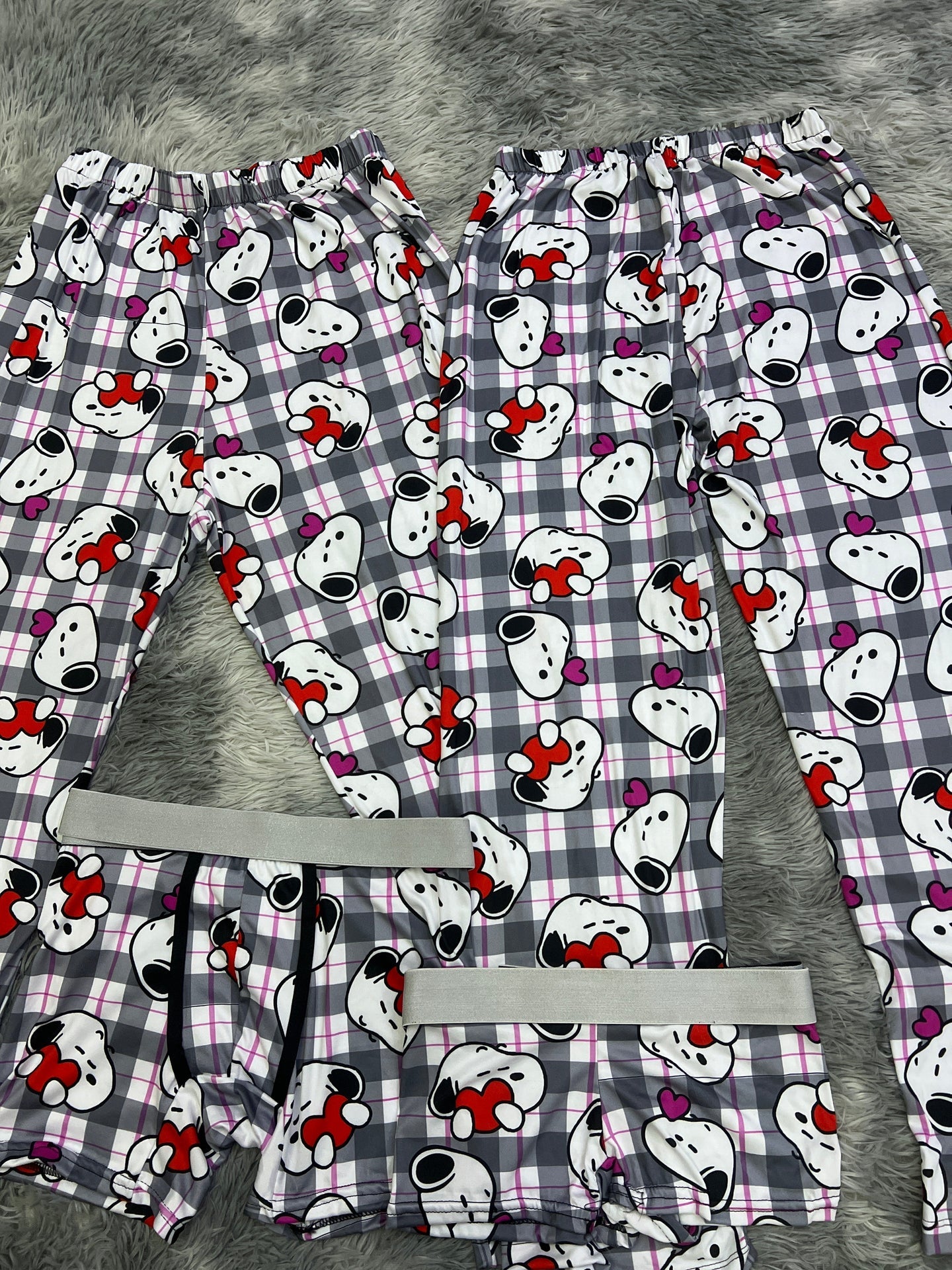 Snoopy plaid Print 5 piece pajama set