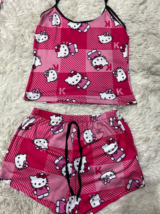 Hello kitty cuadros blusa con short