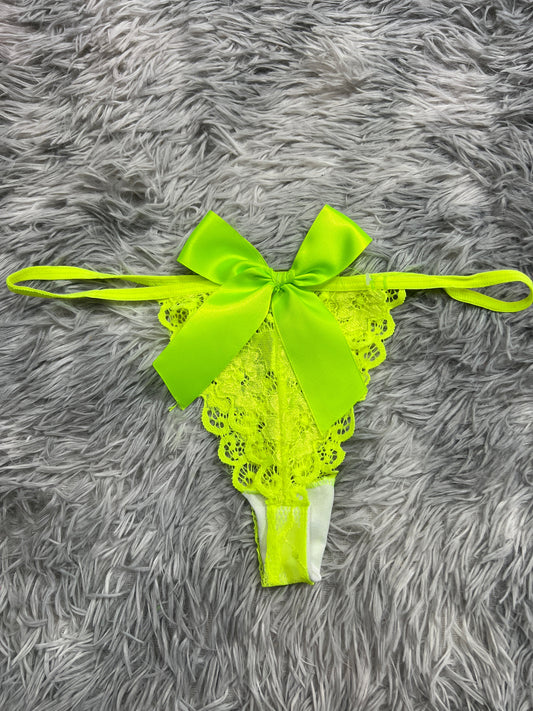 Moño Grande Verde Fosforescente Tanga De Dama