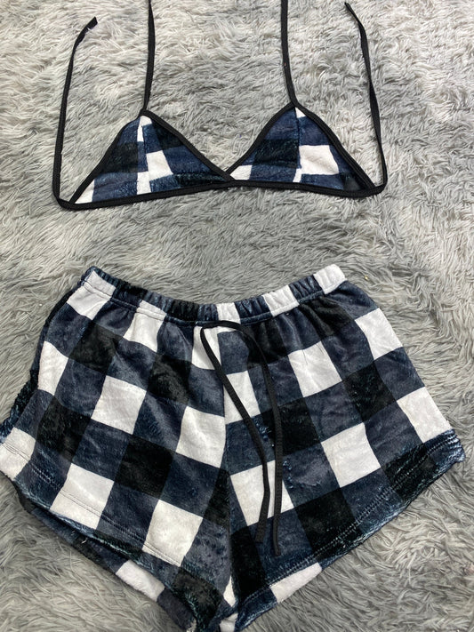Cuadros blanco y negro  Top con short unitalla de afelpado