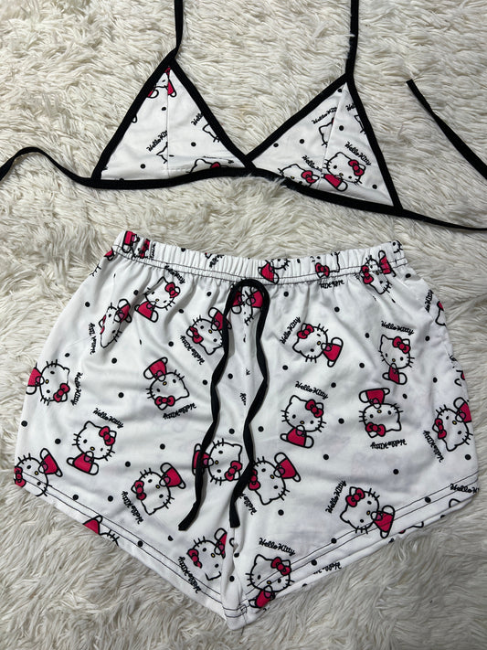Hello Kitty Puntos Blanco Top Con Short Unitalla De Brush