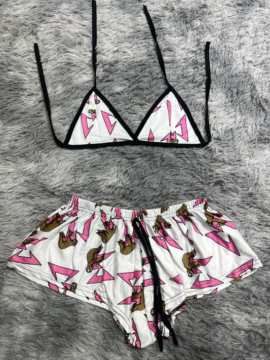 Ct Blanco Y Rosa Top Con Short Unitalla De Brush