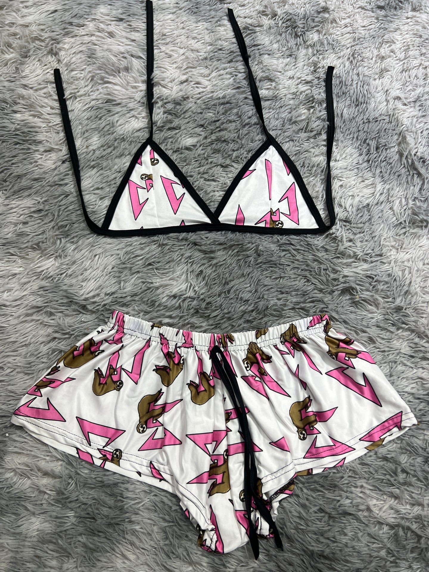 CT blanco y rosa Top con short unitalla de brush