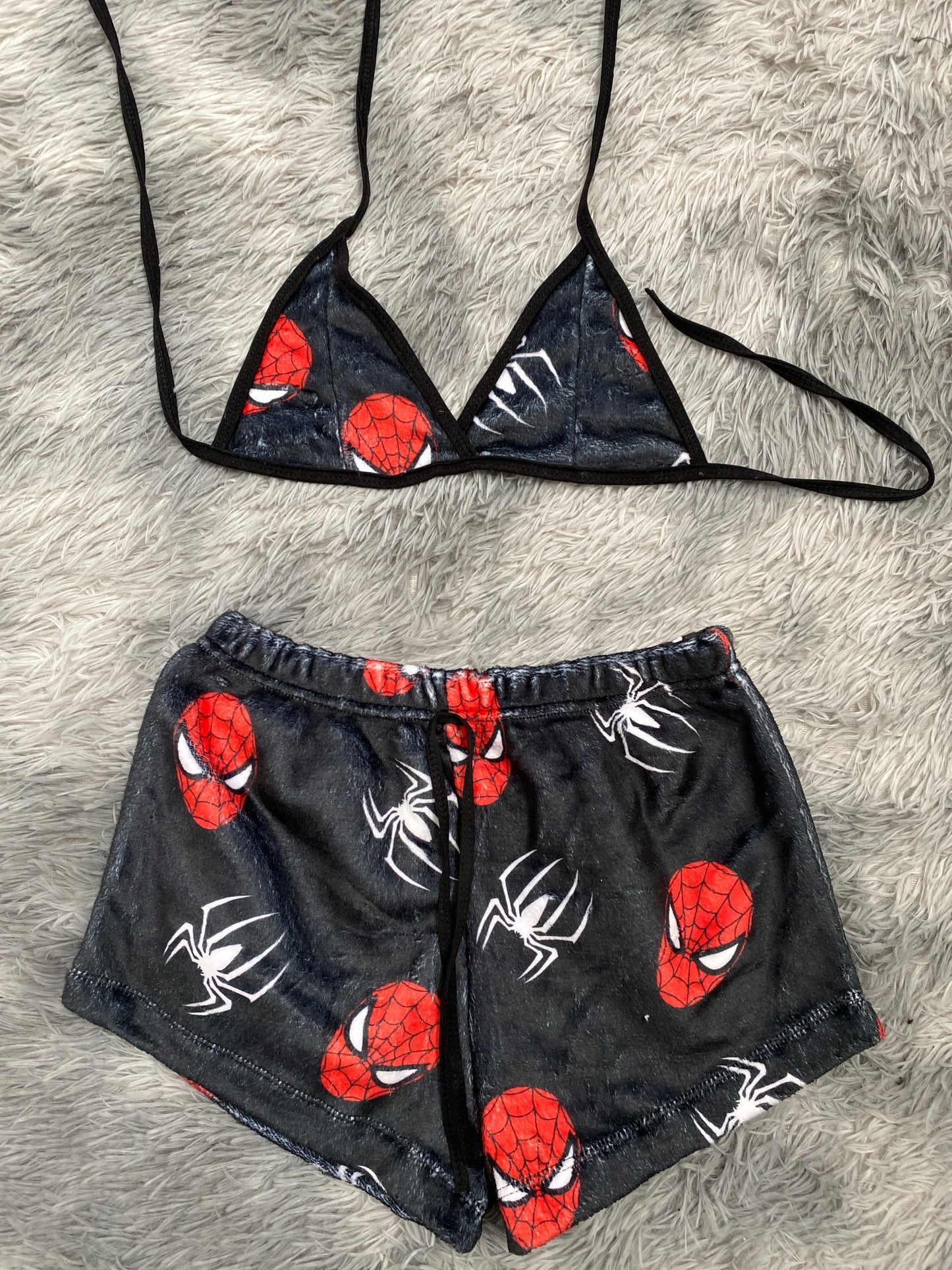 Spiderman caras top con short unitalla de afelpado