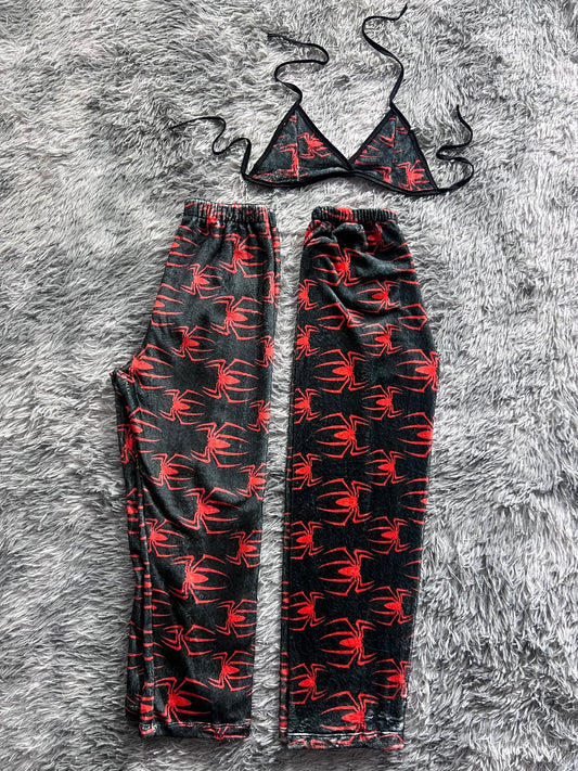 arañas rojas Duo de Pijama Afelpada