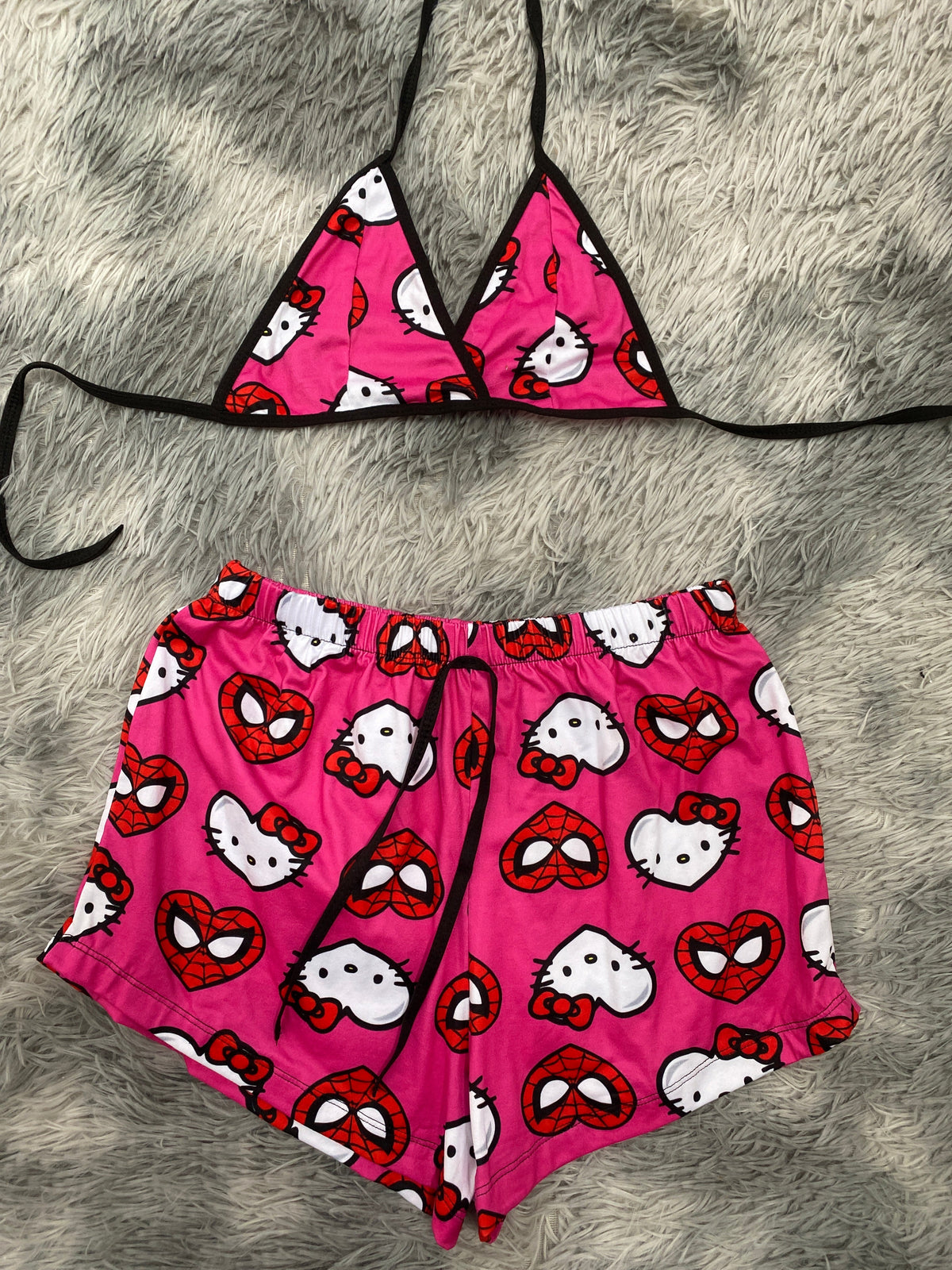 Spider kitty fondo rosa fuerte Top Con Short Unitalla De Brush