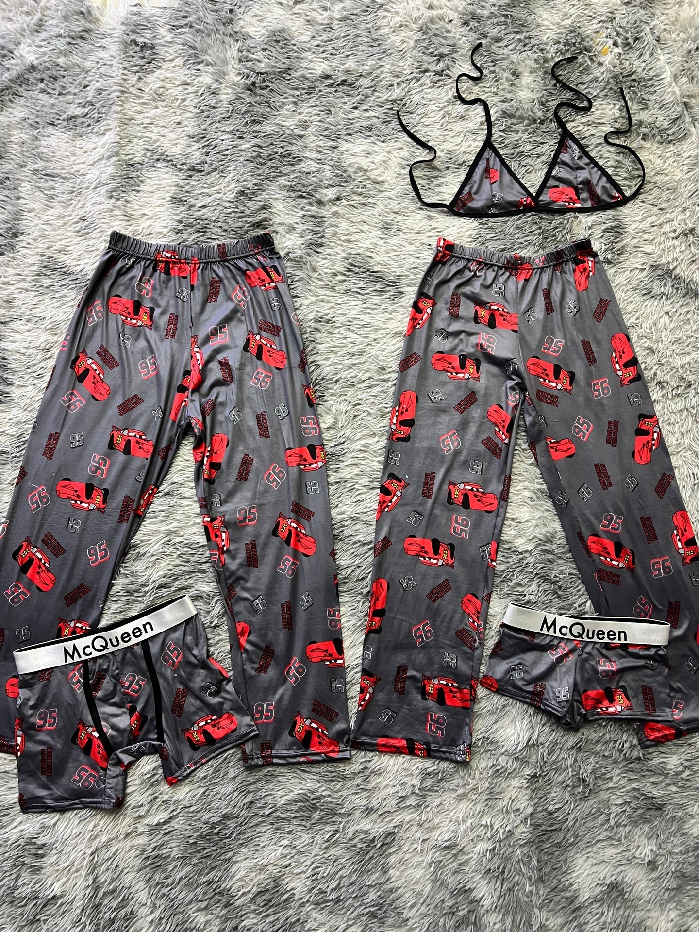 Grey McQueen 5 piece pajama set For Couples 😌
