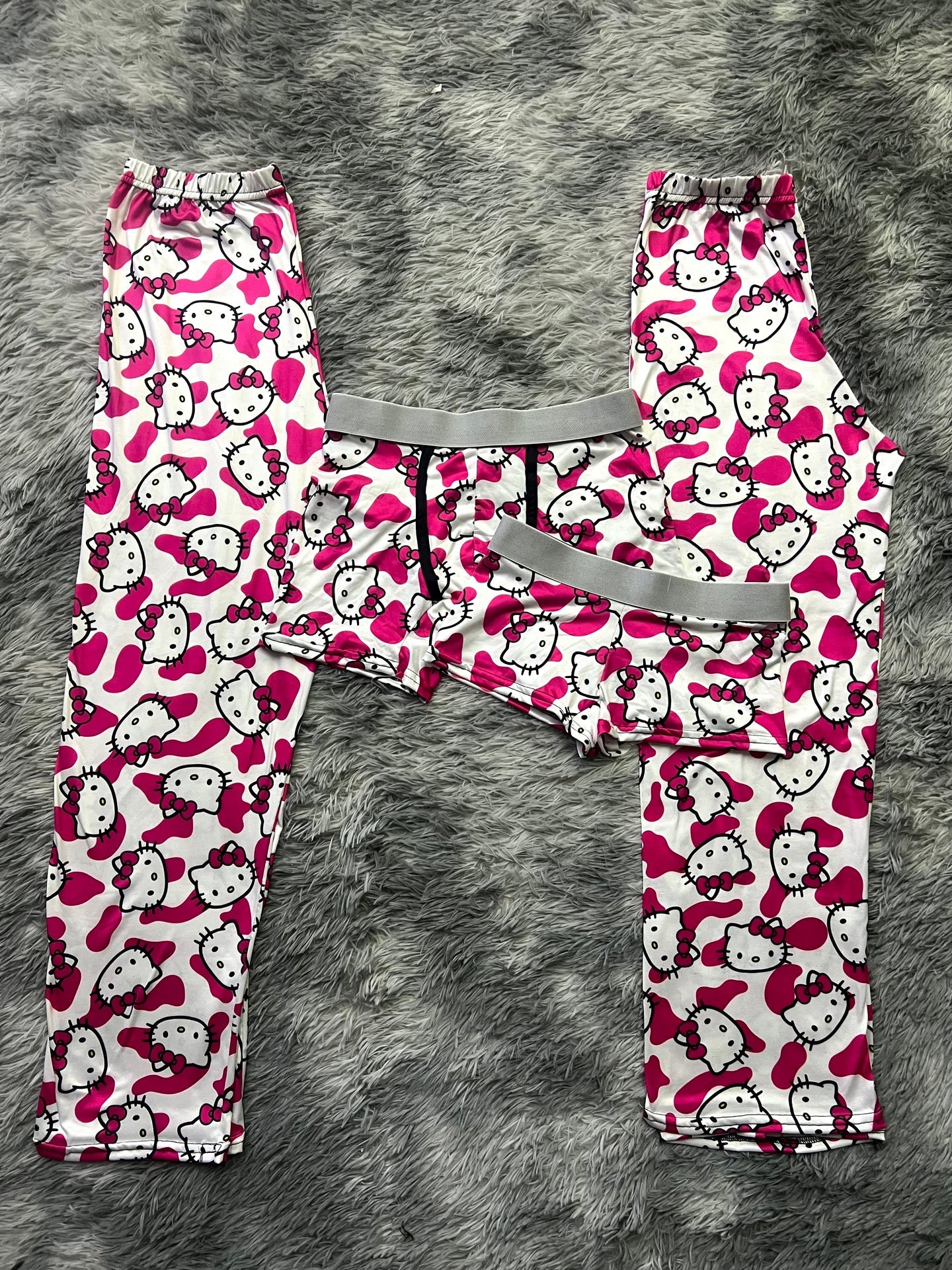 Cozy Kitty Cow Print 5 piece pajama set For Couples 🐱🐄