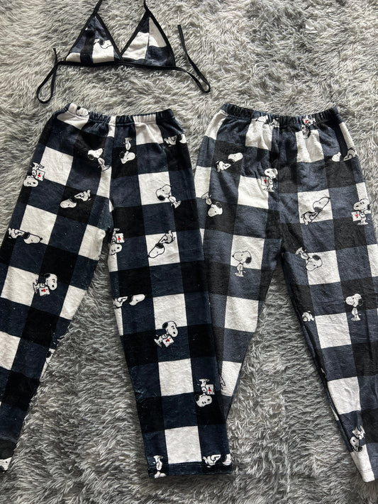 Snoopy Cuadros Blancos Y Negros Duo De Pijama Afelpada