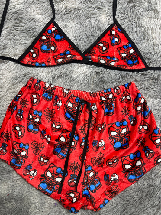 Spiderkitty Rojo Top Con Short Unitalla De Afelpada