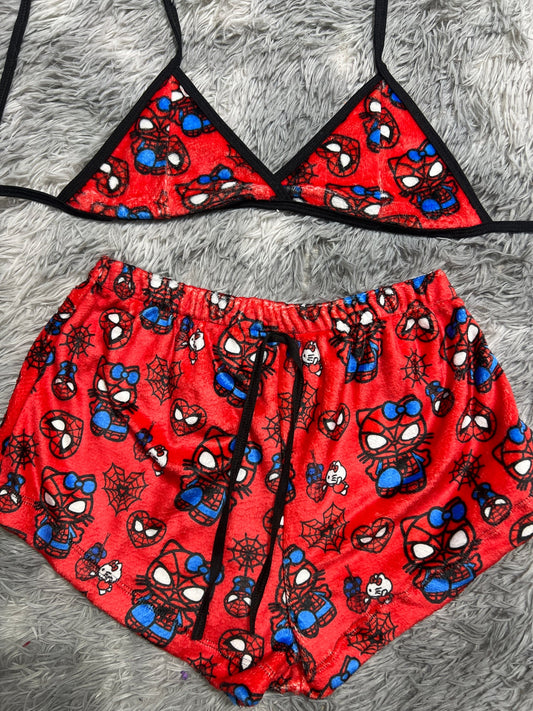 spiderkitty rojo top con short unitalla de afelpada