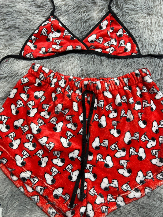 Snoopy rojo Top con short unitalla de afelpado