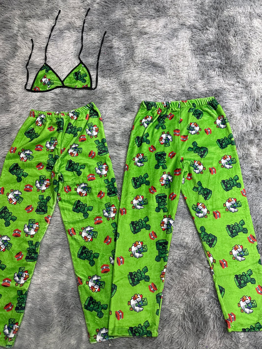 Minecfraft verde duo de pijama afelpada