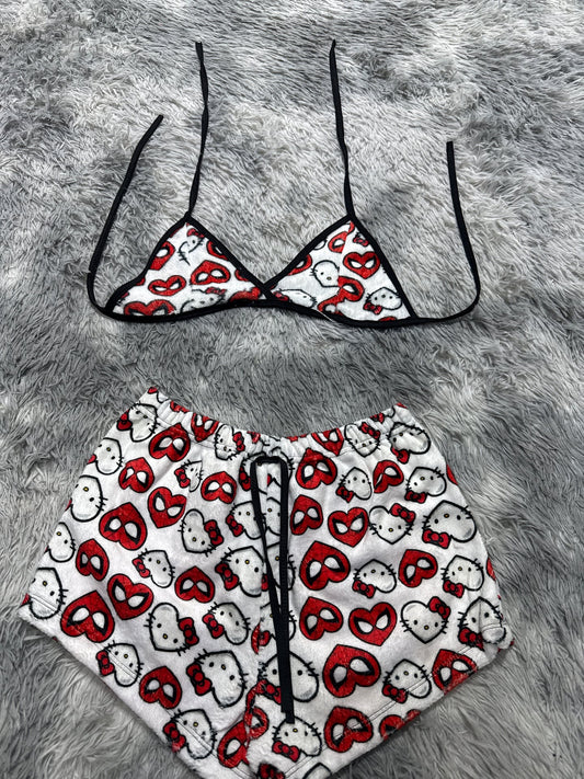 Spiderman y Kitty corazones Top con short unitalla de afelpado