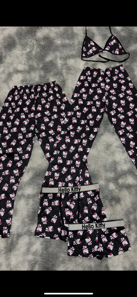 Hello Kitty Pijama Dibujo Mascota Icono Negro Duo De Pijama 5 Piezas Duo Unitalla De 5 Piezas
