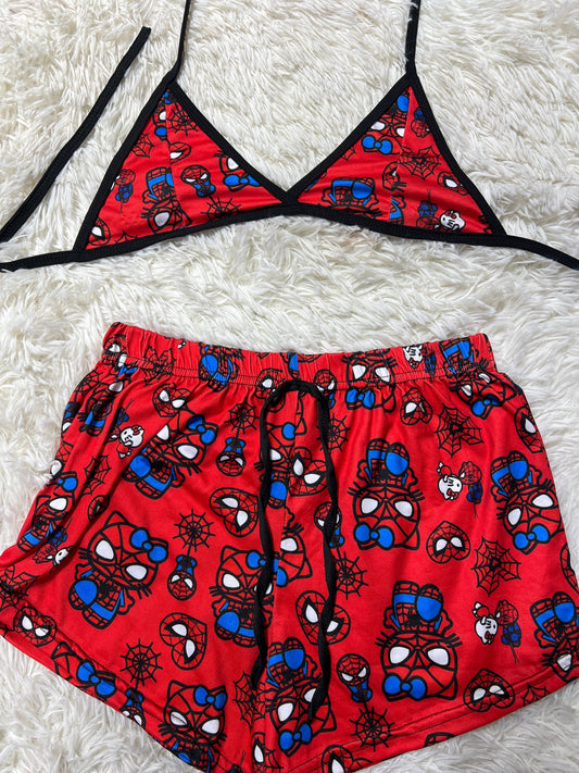 Spiderkitty Rojo Top Con Short Unitalla De Brush
