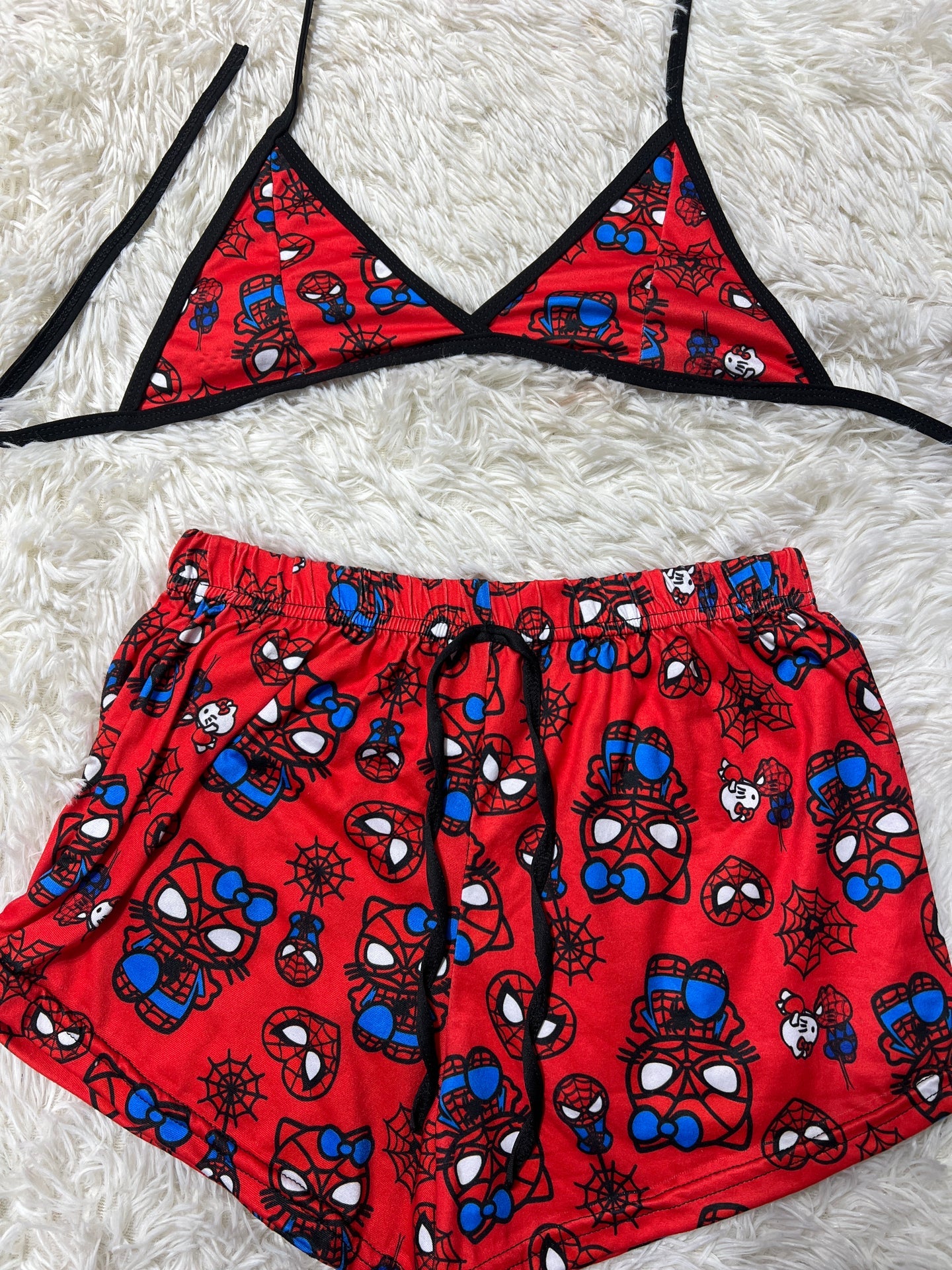 Spiderkitty rojo top con short unitalla de brush