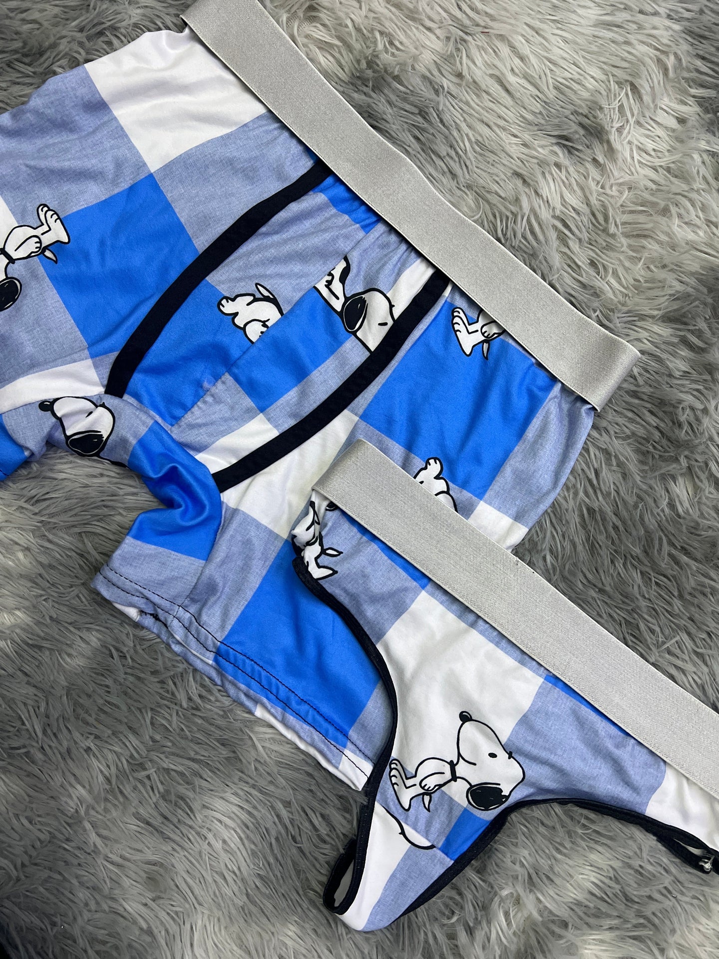 Snoopy cuadros azules  duo  con tanga XL
