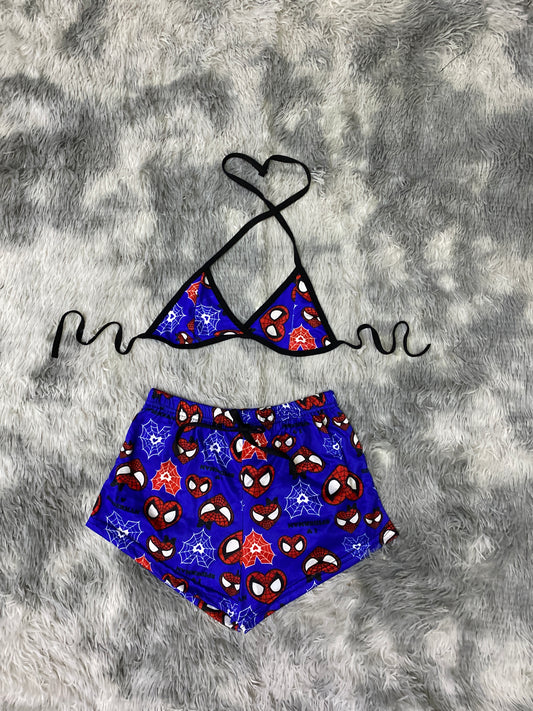 short con top Spiderman corazón (fondo Azul)