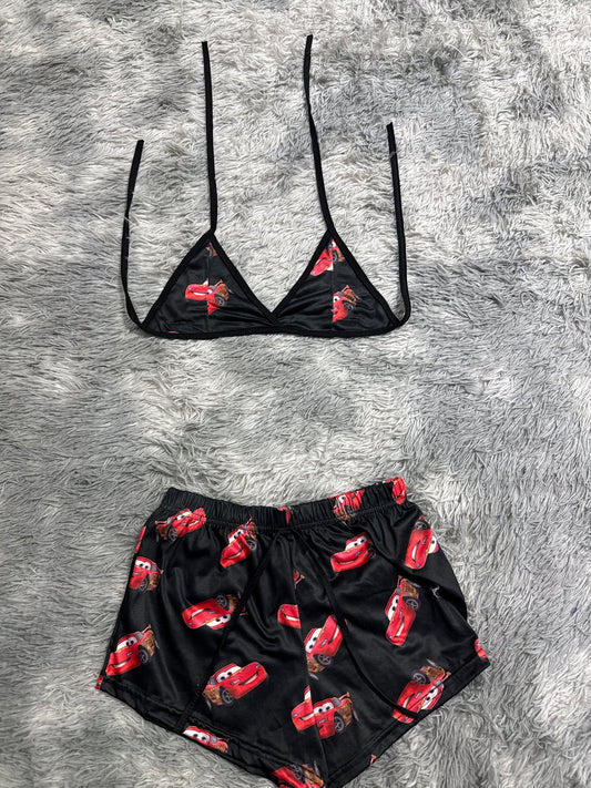 Rayo macqueen negro Top con short unitalla de brush