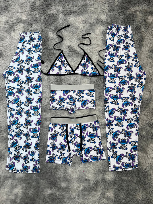 stitch vaca  pijama 5 piezas