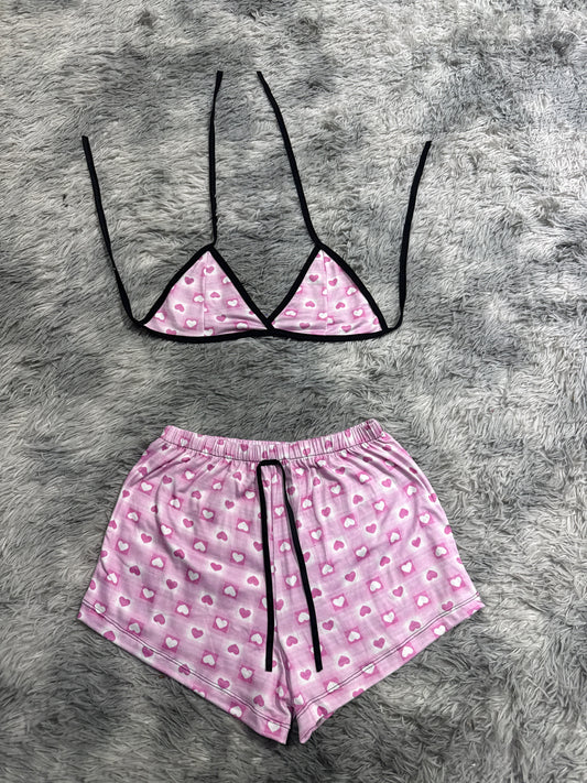 Cuadros Y Corazones Rosas Top Con Short Unitalla De Brush