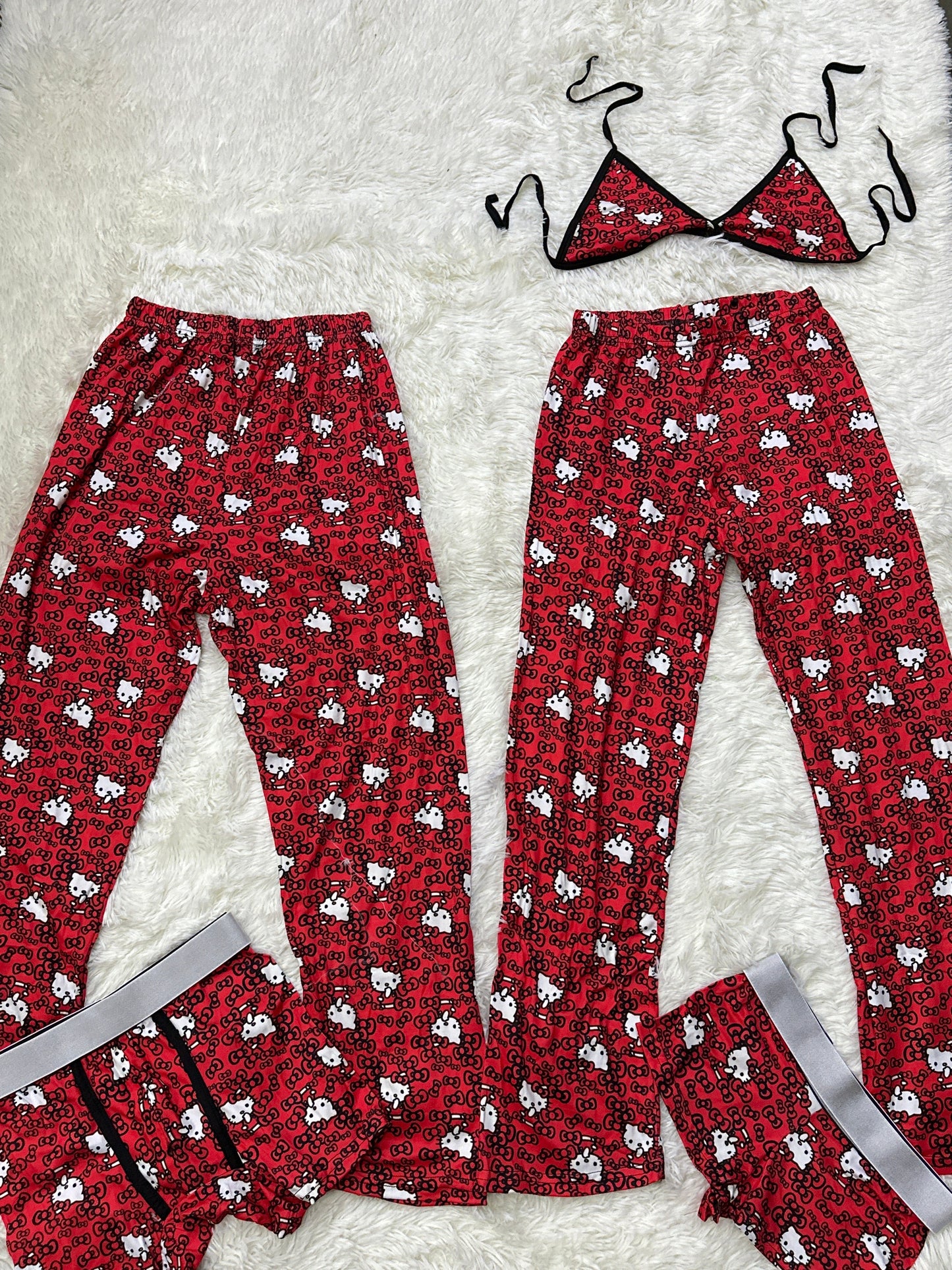 Hello Kitty Rojo Duo De Pijama 5 Piezas