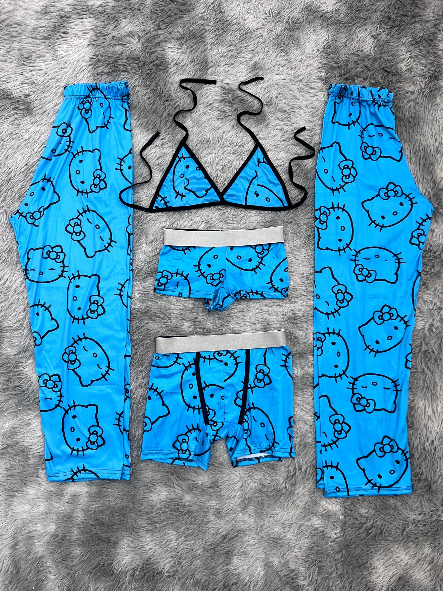 heloo kitty azul pijama 5 piezas