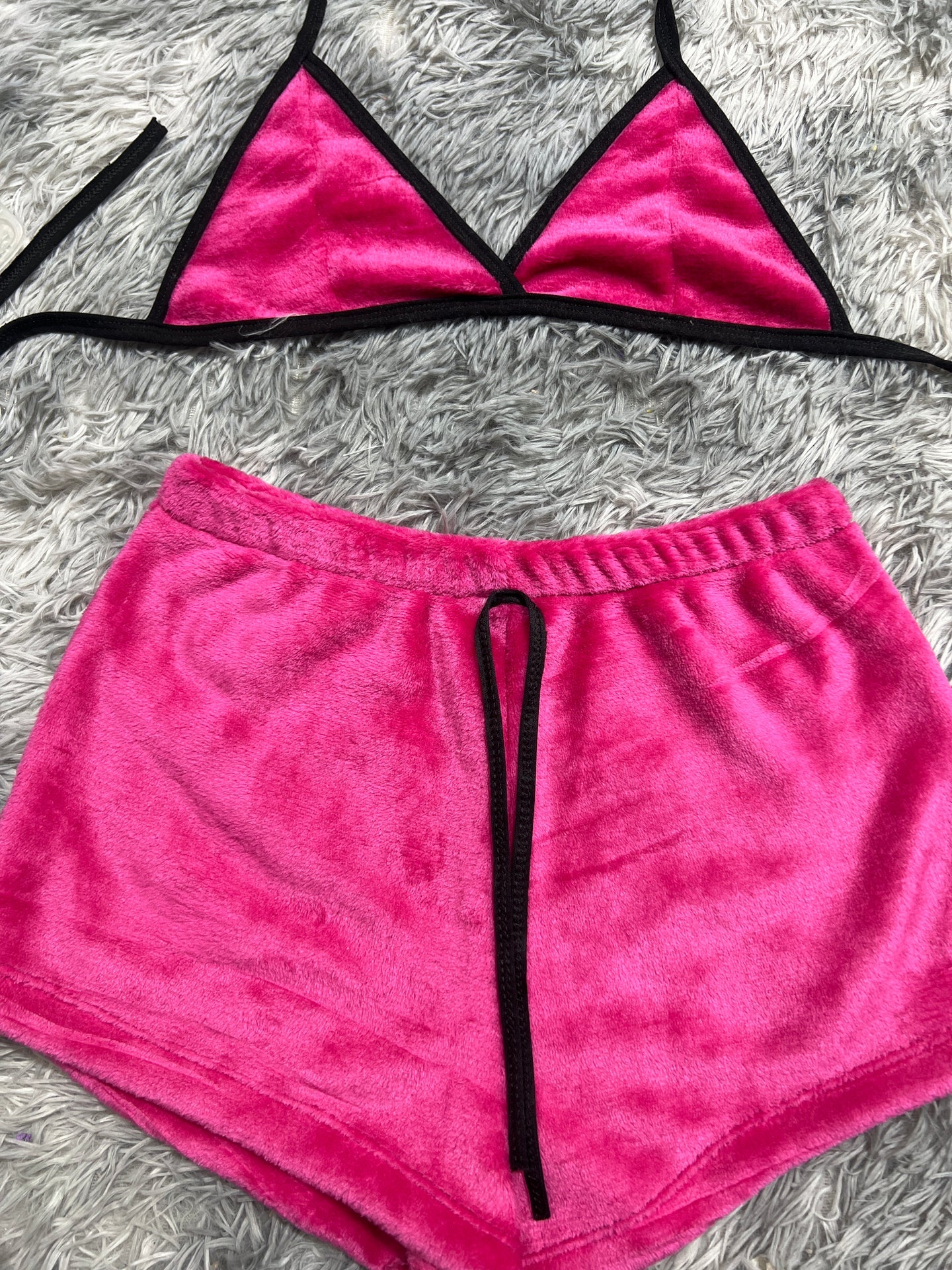 rosa top con short unitalla de afelpad