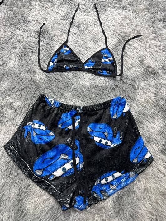 Carro azul Top con short unitalla de afelpado
