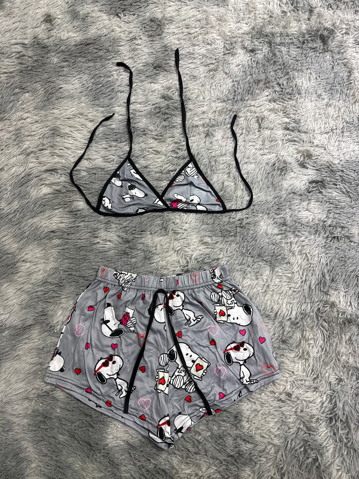 Snoopy Gris Top Con Short Unitalla De Brush