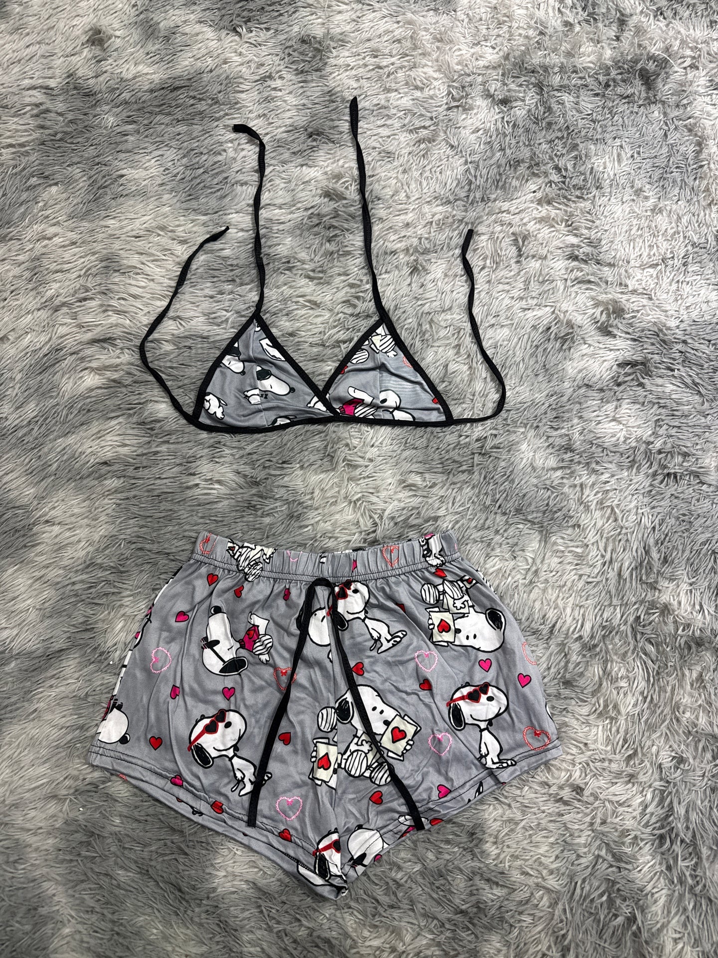 Snoopy gris Top con short unitalla de brush