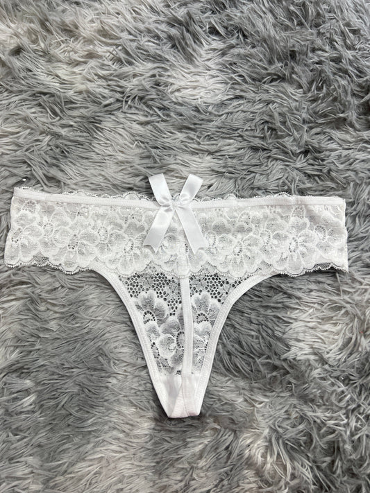 Moño Atrás Blanco Tanga De Dama