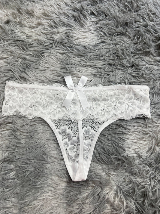 tanga de dama moño atrás blanco