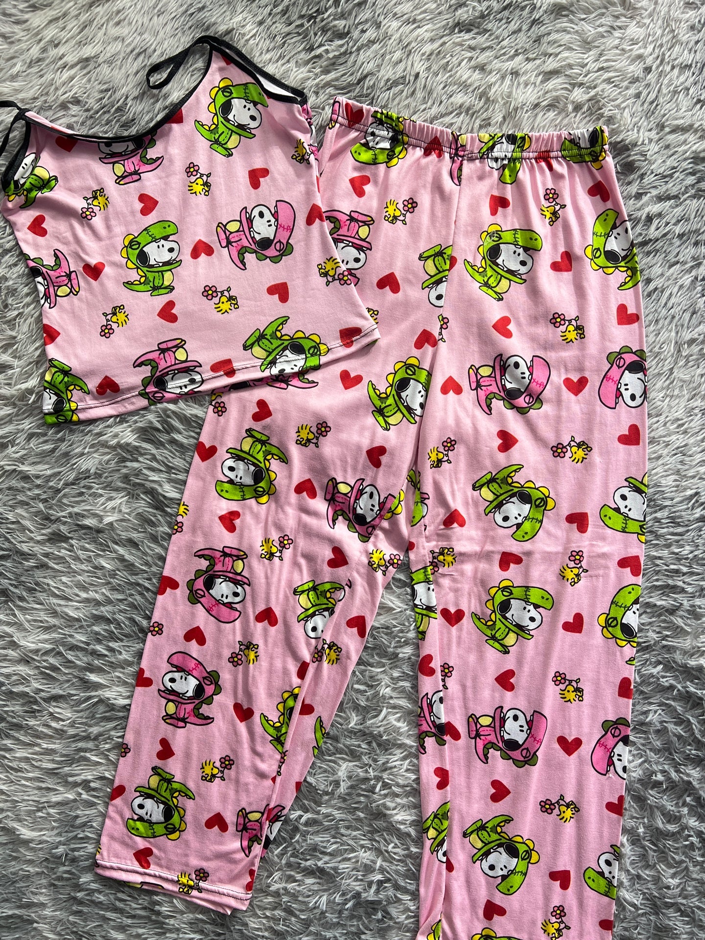 Snoopy dinosaurio blusa con pantalón pijama de dama