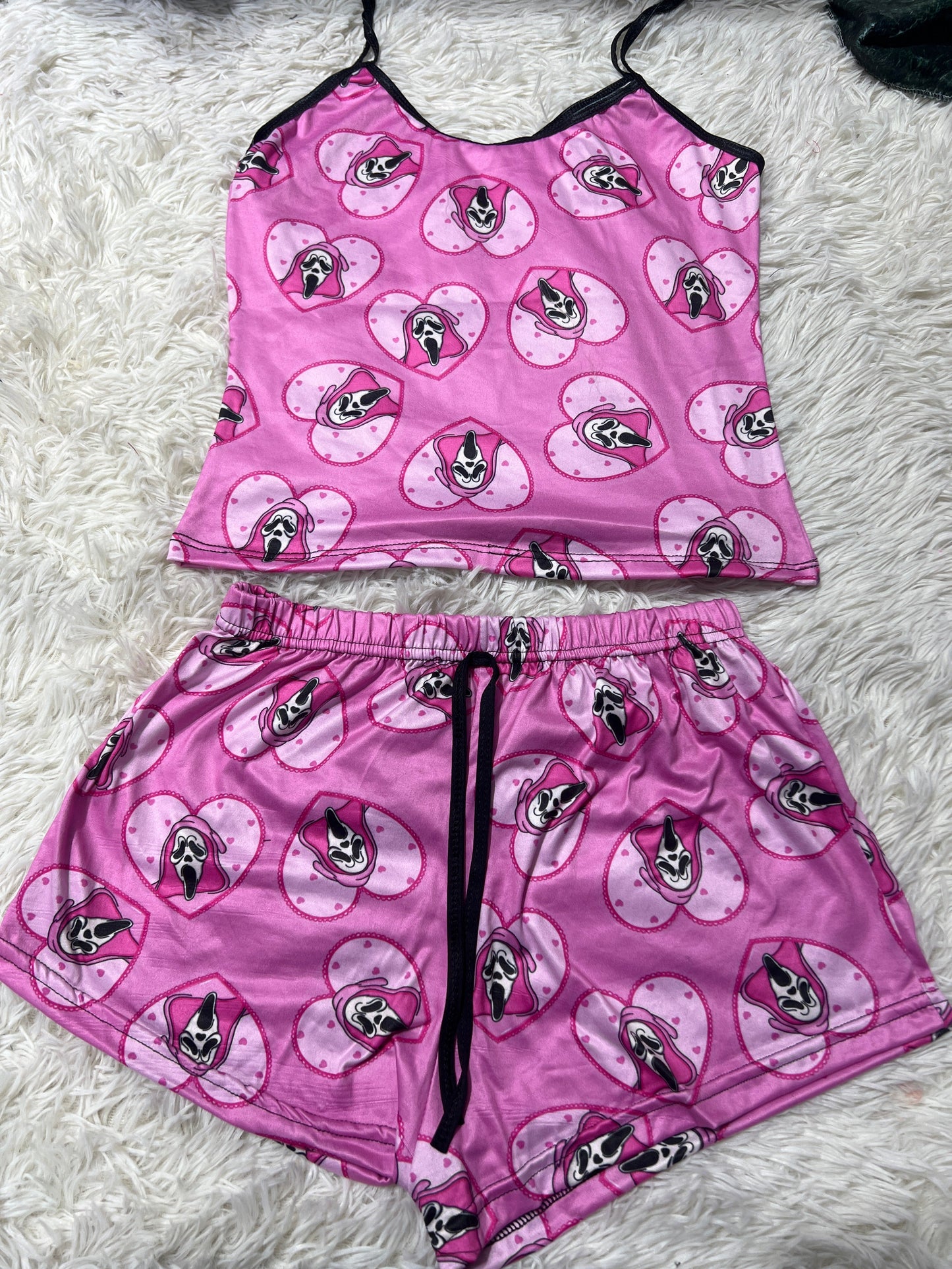 scream rosa blusa con short