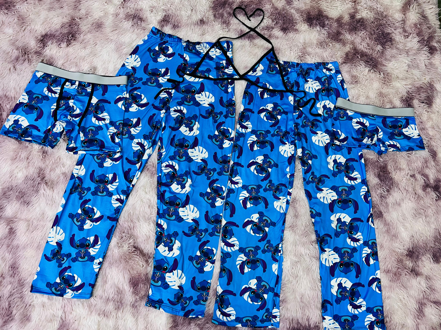 Stitch Ohana Estampa Azul Duo Unitalla De 5 Piezas