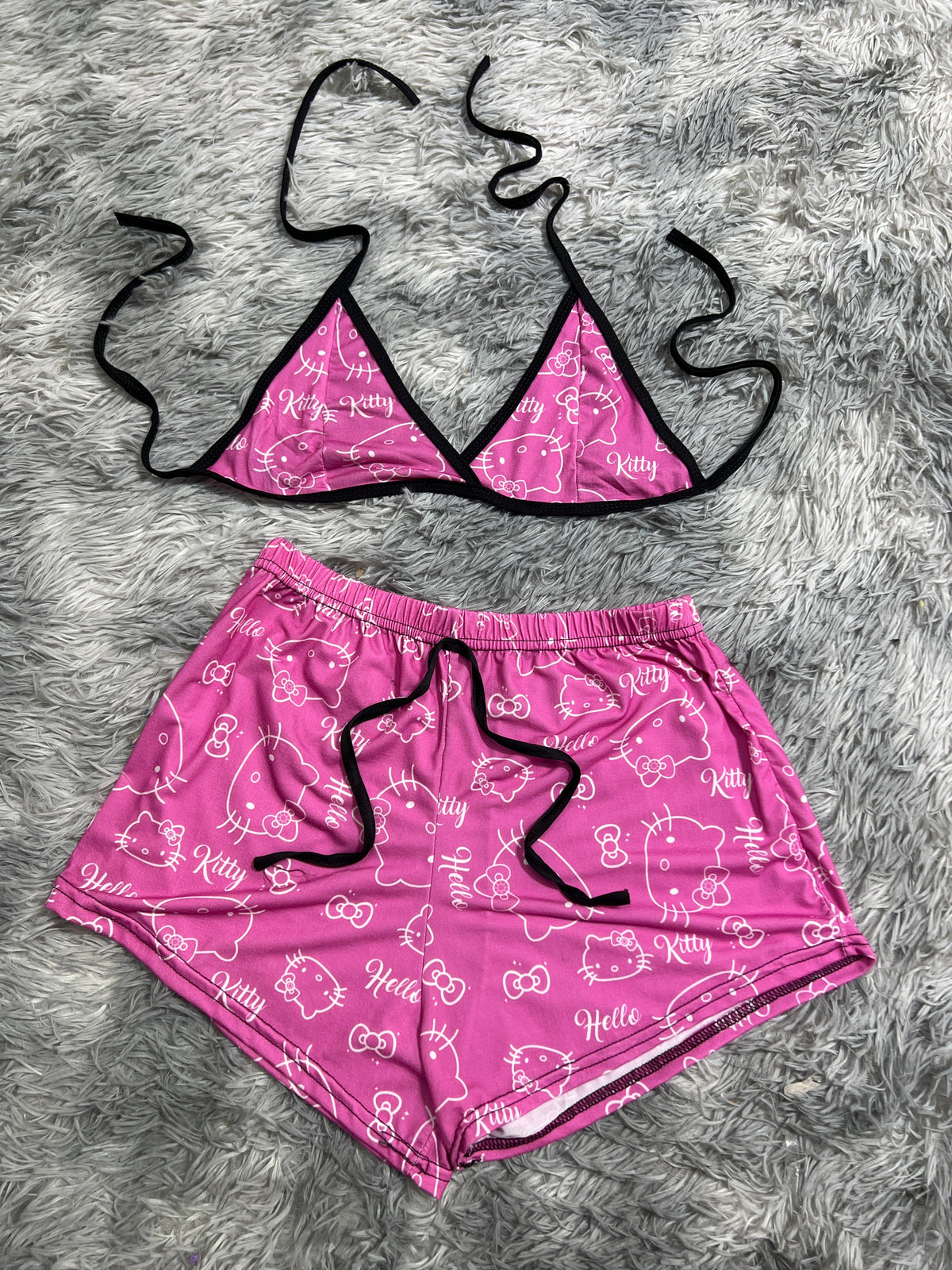 Hello Kitty Rosa Letras Top Con Short Unitalla De Brush