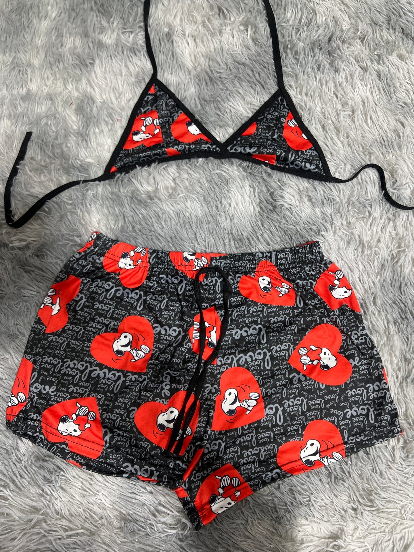 snoopy love Top con short unitalla de brush