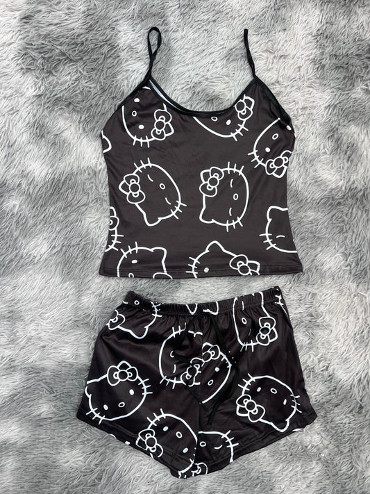 Hello Kitty Negro Blusa Con Short